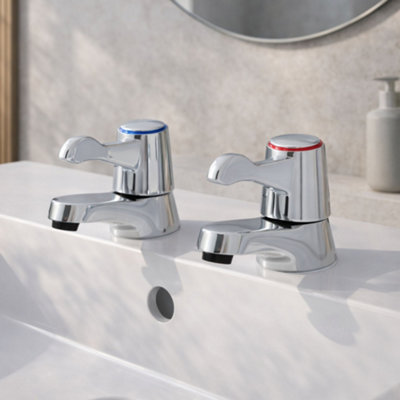 Home Range Araya Qt Basin Tap Pair ChromeLever Handle Bathroom Sink Taps With 1/2" Bsp Fittings And Durable Brass Construction from B&Q