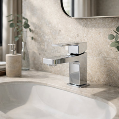 Home Range Nuance Mono Basin Mixer ChromeModern Single Lever Bathroom Tap With Durable Brass Body & Polished Chrome Finish from B&Q