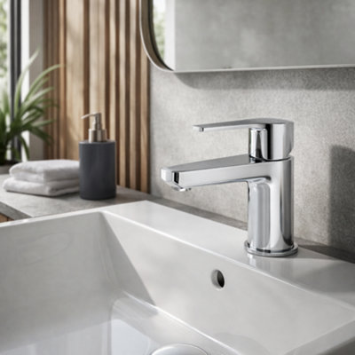 Home Range Xtreme Mono Basin Mixer ChromeSingle Lever Bathroom Tap With Modern Waterfall Spout And Durable Brass Body from B&Q