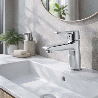 Home Range Paragon Mono Basin Mixer Tap ChromeModern Bathroom Tap With Single Lever ControlDurable Solid Brass Design from B&Q