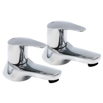 B&Q -  Ashby Bath Tap Pair ChromeHot & Cold Pillar TapsChrome Plated Brass