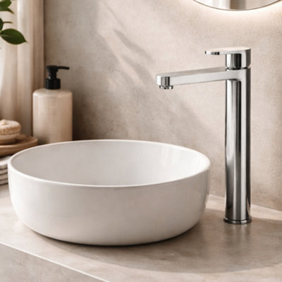 Home Range Exstasy Blade Tall Mono Basin Mixer Tap ChromeHigh Rise Basin Tap For Countertop/vessel Sinks With Fixings from B&Q
