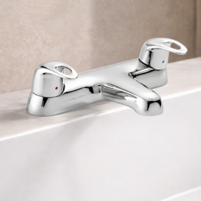 Home Range Izzi Chrome Bath & Shower Mixer TapDual Lever Bath Filler With Shower Diverter from B&Q