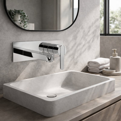 Home Range Exstasy Wall Mounted Bath Filler Tap ChromeModern Single Lever Bath Mixer For Wall InstallationBrass Body from B&Q
