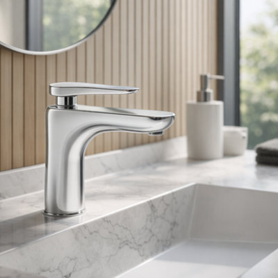 Firth Mono Monobloc Basin Mixer Tap, Chrome Finish, Single Lever | Durable Solid Brass Body | Chrome Finish | Single Lever, Modern Curved Design | Vanity Basin, Easy Fit - Image 3