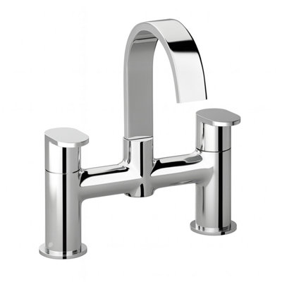 Home Range Risco Blade Bath Filler Tap ChromeModern Dual Lever Bath TapSolid Brass ConstructionPolished Finish from B&Q