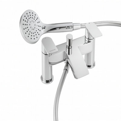 Home Range Espada Bath & Shower Mixer Tap ChromeDual Lever Bath Filler With Shower Handset & HoseSolid Brass Body from B&Q