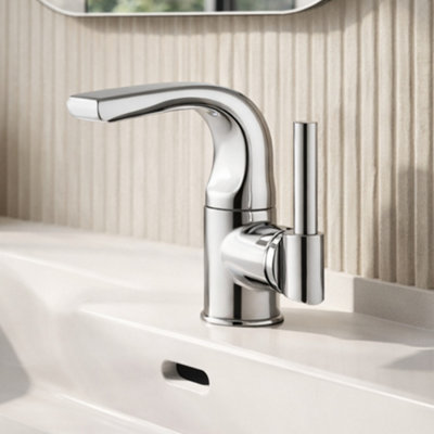 Home Range Panacea Mini Mono Basin Mixer Tap Chrome - Compact Modern Single Lever Bathroom Tap, Solid Brass Construction Small