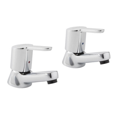 Home Range Hgr Araya Urban Basin Tap Pair ChromeModern Lever Handle Hot And Cold Bathroom TapsSolid Brass Construction from B&Q