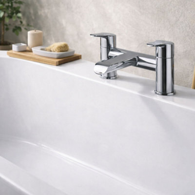 Home Range Napo Chrome Bath & Shower Mixer TapDual Lever Bath Filler With Shower Diverter from B&Q