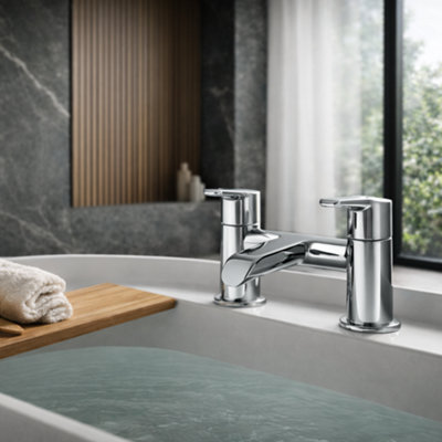Home Range Coll Chrome Bath & Shower Mixer TapDual Lever Bath Filler With Shower Diverter from B&Q