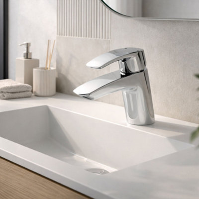 Home Range Pisco Mini Mono Basin Mixer Tap ChromeSingle Lever Bathroom Basin Mixer With Modern Compact Design from B&Q