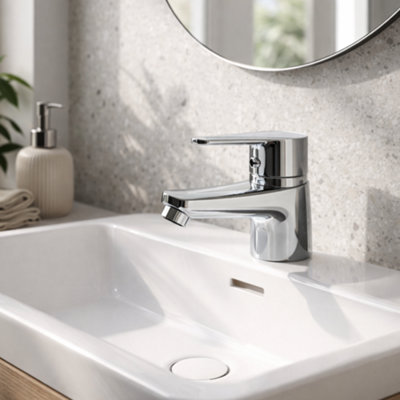 Home Range Urban Mono Basin Mixer ChromeSingle Lever Bathroom TapSolid Brass Construction With Polished Chrome Finish from B&Q