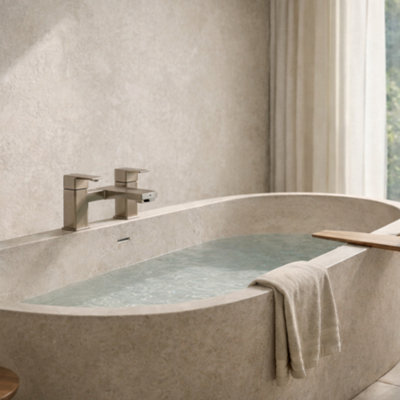 Home Range Loch Brushed Nickel Bath & Shower Mixer TapDual Lever Bath Filler With Shower Diverter from B&Q