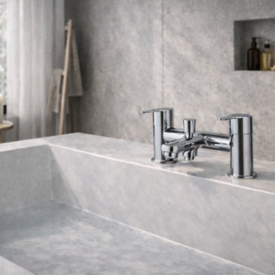 Home Range Cl1 Urban Bath & Shower Mixer ChromeDual Lever Bath Filler TapSolid BrassDurable Polished FinishModern Design from B&Q