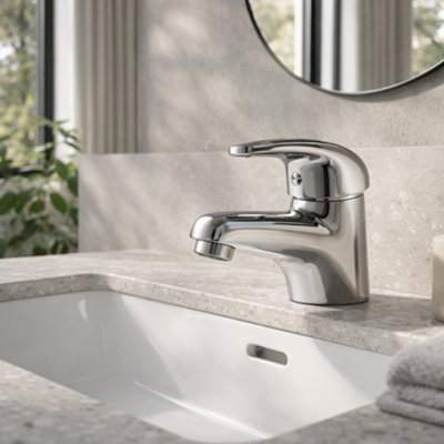 Home Range Haze Chrome Mono Basin Mixer TapModern Single Lever Design With Solid Brass Body from B&Q