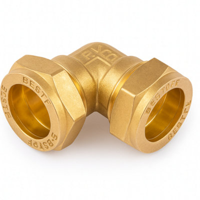 Home Range Westco 54mm Brass Compression Equal Elbow C X C J612 (Dzr)90 Degrees Plumbing Pipe Fitting Connector from B&Q