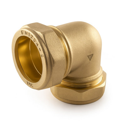 Home Range Westco 28mm Compression ElbowBrass 90 Degrees Pipe Fitting For Copper Plumbing Systems from B&Q