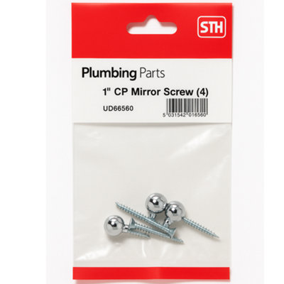 Home Range 2X Westco 1" Chrome Mirror Screws (Pack Of 4)Decorative Fixings For Mirrors And Panels