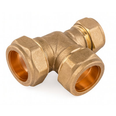 Home Range Westco 22mm X 22mm X 1/2" Brass Compression Reducing TeeC X C X Fi Fitting For Hot And Cold Water Systems from B&Q