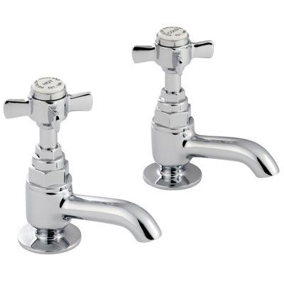 Home Range Hemsworth Chrome Basin Pillar Tap PairClassic Hot & Cold Taps For Two-Hole Basins from B&Q