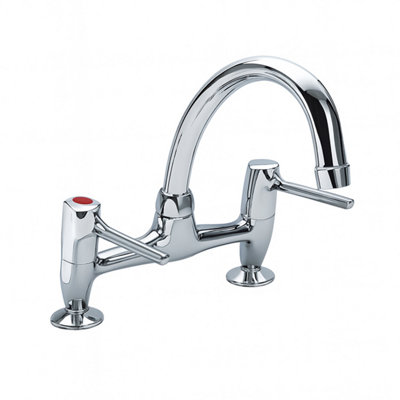 Home Range Performa Extended Lever Sink Mixer Tap With Dual Handles And Swivel SpoutChrome Deck Mounted from B&Q