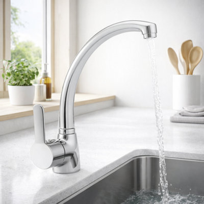 Home Range Araya Kitchen Mixer TapChrome Single Lever High Arc Spout Modern Sink Faucet from B&Q