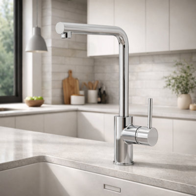 Home Range Elektro Single Lever Kitchen Mixer TapChrome Horizontal Spout Modern Design For Sink Installations from B&Q