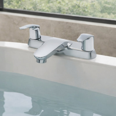 Home Range S12 Curve Chrome Bath Filler TapModern Dual Lever Mixer For Standard Uk Baths from B&Q