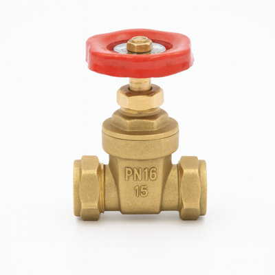 B&Q -  22mm Compression X Compression Dzr Brass Gate ValveBs Standard Water Isolation Valve