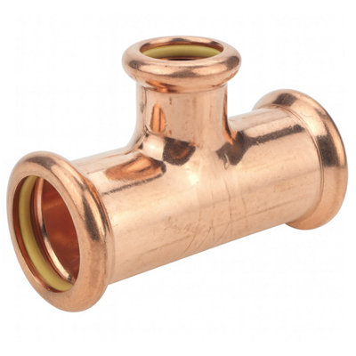 Home Range Westco 28mm X 28mm X 15mm Reducing Tee Press GasCopper Press Fitting For Gas Pipework from B&Q