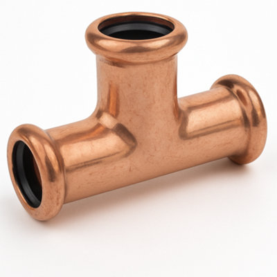 B&Q -  Westco 67mm Copper Press Fit Equal Tee For Water SystemsDurable 3-Way Pipe Connection Fitting