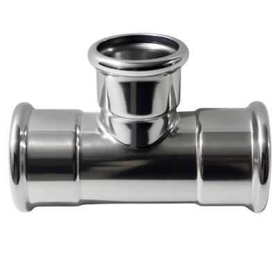 B&Q -  Westco 54mm X 54mm X 42mm Stainless Steel Press Reducing TeeWater & Heating Pipe Fitting