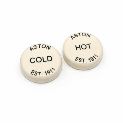 B&Q -  5X Aston Hot And Cold Indices Pair For Tap Handles White Insert Replacement For Basin And Sink Taps