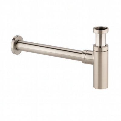 B&Q -  Modern Bottle TrapBrushed Nickel FinishBrass Basin Waste TrapAdjustable Outlet Pipe - Image 3