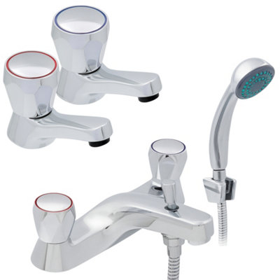 Home Range Araya Chrome Complete Tap PackMatching Basin And Bath Shower Set from B&Q