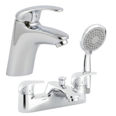 Home Range Derwen Chrome Complete Tap PackMatching Basin And Bath Shower Set from B&Q