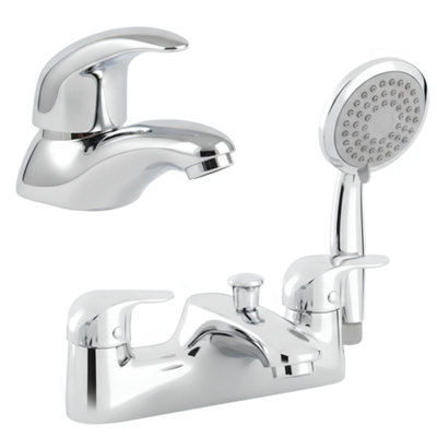 Home Range Derwen Chrome Complete Tap PackMatching Basin And Bath Shower Set from B&Q