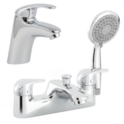 Home Range Derwen Chrome Complete Tap PackMatching Basin And Bath Shower Set from B&Q