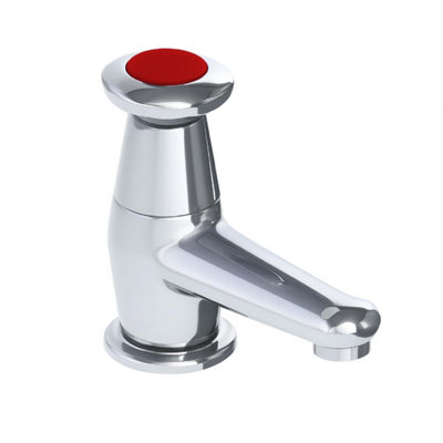 Home Range Performa P876 Self-Closing Basin Tap HotChromeWater-ConsciousPrecision Brass Body from B&Q
