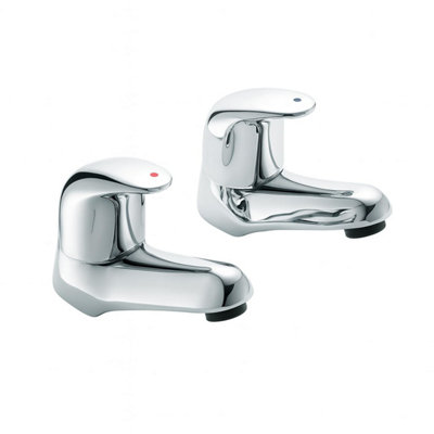 Home Range Clever Haze Luxury Basin Tap Pair ChromeDual LeverPrecision BrassPolished Finish from B&Q
