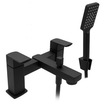 Home Range Manta Statement Bath & Shower Mixer Matt BlackPremium Handset Kit from B&Q
