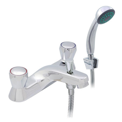 Home Range Clever Statement Bath & Shower Mixer ChromeDual LeverPremium Handset Kit from B&Q