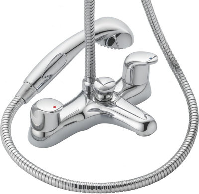Home Range Clever Haze Statement Bath & Shower Mixer ChromeDual LeverPremium Handset Kit from B&Q