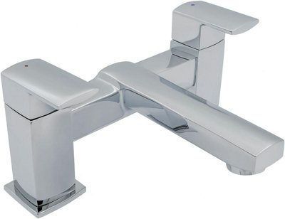 Home Range Clever Manta Modern Luxury Bath Filler ChromeDual LeverElevated High-Rise Form from B&Q