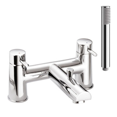 Home Range Kiso Statement Bath & Shower Mixer ChromeDual LeverPremium Handset Kit from B&Q