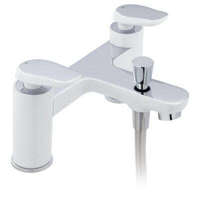 Home Range Firth Statement Bath & Shower Mixer White & ChromeDual Lever from B&Q