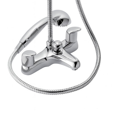 Home Range Haze Statement Bath & Shower Mixer ChromeDual LeverPremium Handset Kit from B&Q