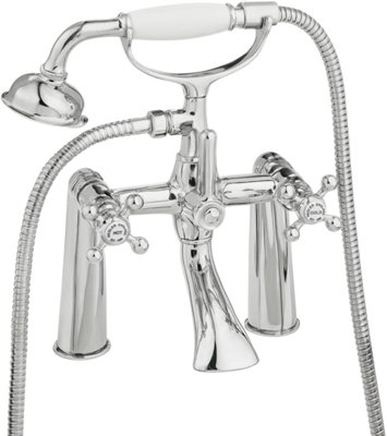 Home Range Emperor Statement Bath & Shower Mixer ChromeHeritage Crosshead DesignPremium Handset Kit from B&Q