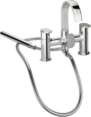 Home Range Risco Blade Statement Bath & Shower Mixer ChromeDual LeverPremium Handset Kit from B&Q